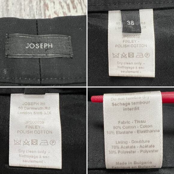JOSEPH FINLEY Polish Cotton Pants SIZE 38 US 8 Black Chino Ankle Crop Straight - Picture 3 of 9